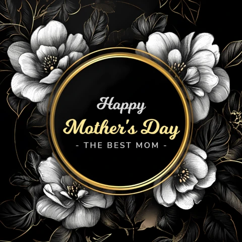 Elegant Floral Mother's Day Template Design with Gold Accents