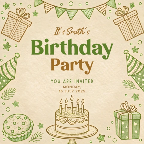 Modello di invito per festa di compleanno stravagante