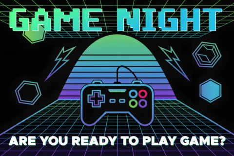 Retro Game Night Template with Controller Design for Party Invitations
