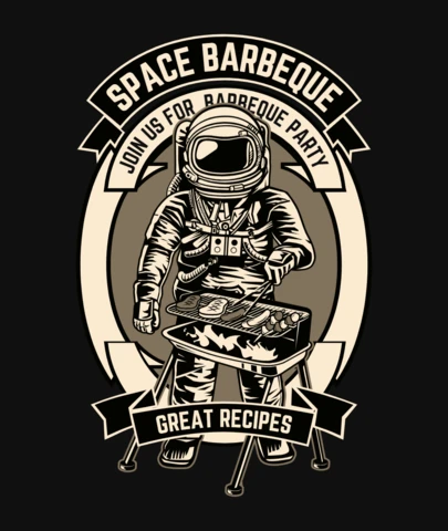 Space Barbeque T-Shirt Design Template