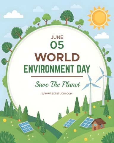 Solar Panels in The Field - Illustrated Environment Day Design Template