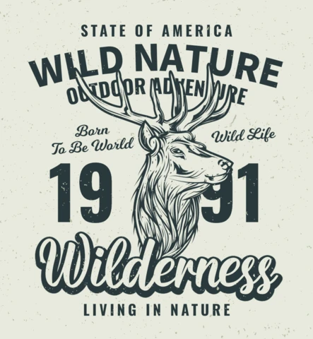 Deer Head Wilderness Adventure T-Shirt Design Template