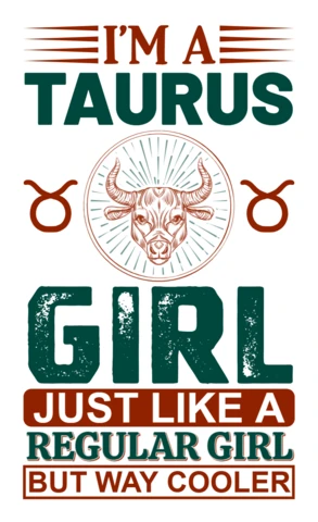 Editable Taurus Girl Typography Design Template for Custom Apparel