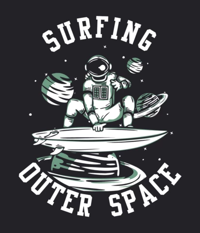 Astronaut Surfing Vintage T-shirt Design Template