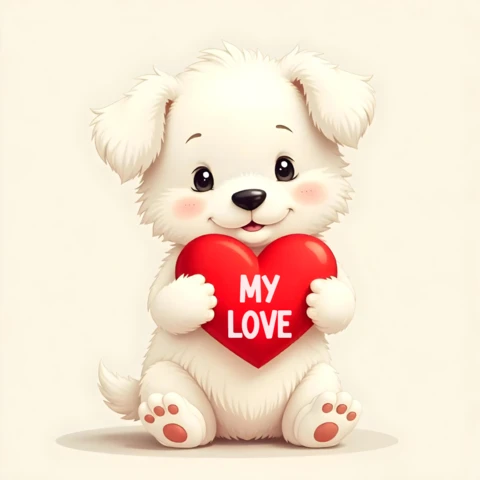 Adorable Puppy Love Valentine's Day Card Template