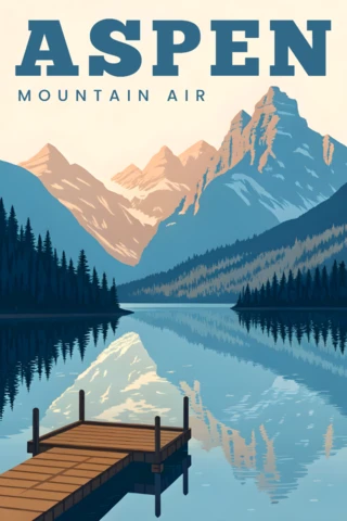 Vintage Mountain Landscape in Aspen for Poster Creation Template