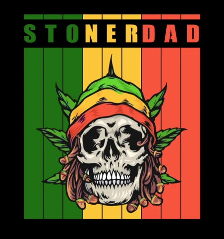 Stoner Dad Skull Weed T-shirt Design Template