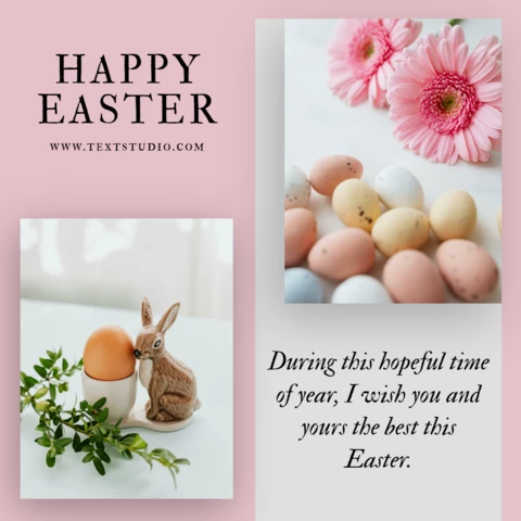 Post instagram di auguri di buona pasqua rosa e bianco