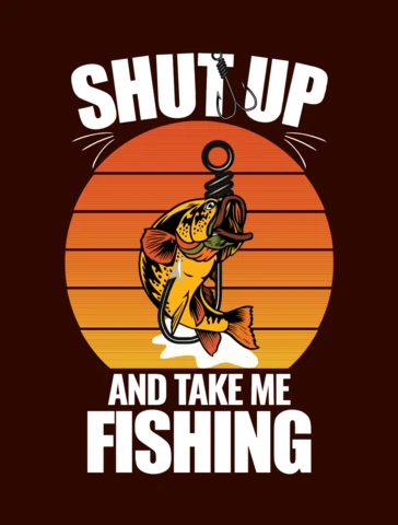 黙って釣りに連れてって 面白いTシャツのデザイン