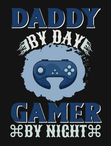 Daddy By Day Gamer By Night Gaming Quote T-Shirt Design Template