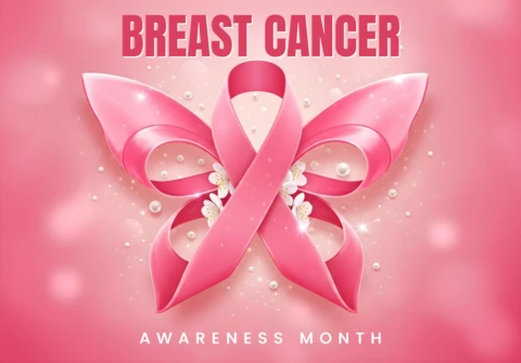 Butterfly Ribbon Pink October Breast Cancer Awareness Banner Design Template
