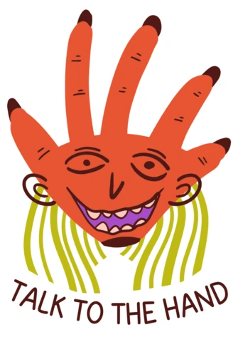 Modèle de design d'illustration de main ludique avec un personnage original