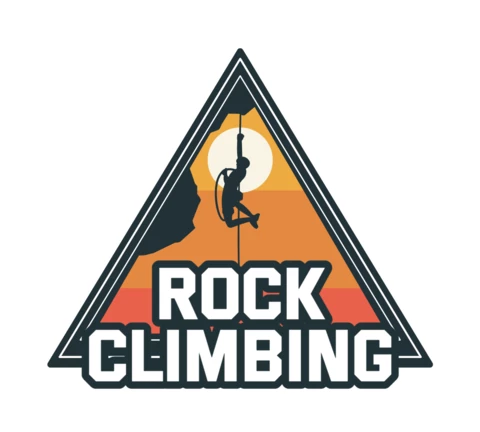 Rock Climbing With Climber Logo Design Template