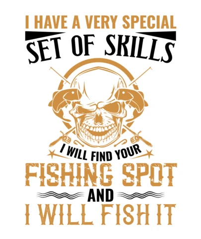 Edgy Fishing Skills Design Template for Custom Apparel