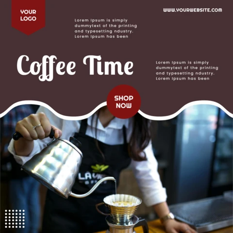 Plantilla de diseño de post promocional en redes sociales para la hora del café