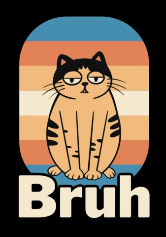 Template de design de ilustração de gato para camiseta com estilo retrô