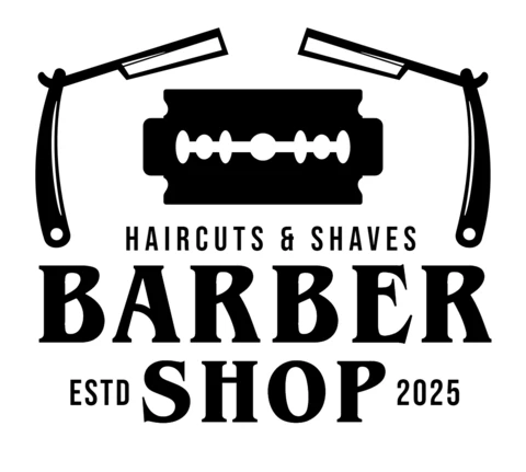 Modelo de design de logotipo de cortes de cabelo e barba de barbearia
