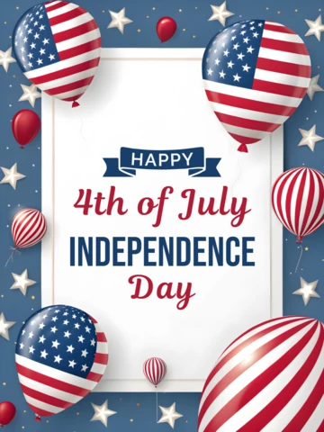 USA Independence Day Celebration Design Template with 3D Balloons