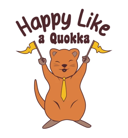 Fröhliches Quokka-Cartoon-Design-Template für lustige Merchandiseartikel