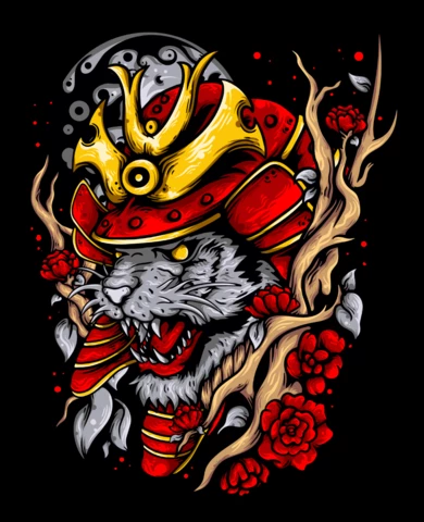 Lion Samurai Mascot T-shirt Design