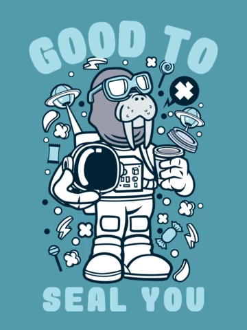 Astronaut Seal Character T-Shirt Design Template