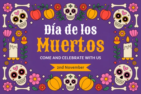 Vibrant Día De Los Muertos Celebration Template for Festive Flyers