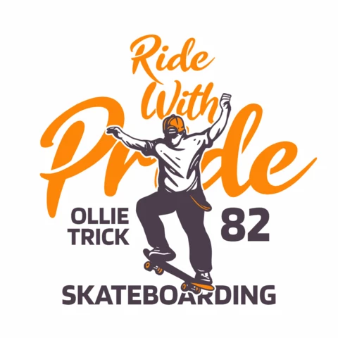 Modelo de design de camiseta de skate passeio com orgulho