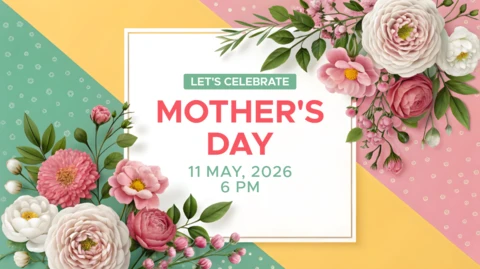 Floral Mother's Day Celebration Template Design – Editable for 2026 Events