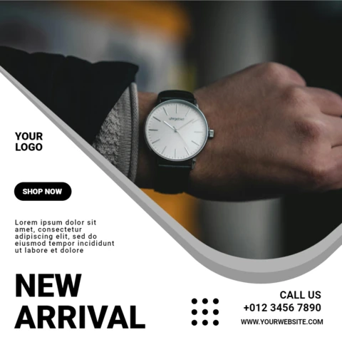 Men Watch Shop Commercial Instagram Post Design Template