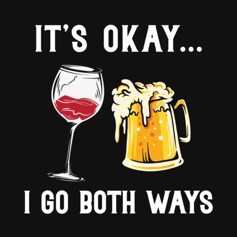 I go both ways plantilla de diseño de camiseta de vino y cerveza
