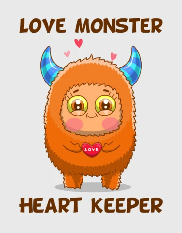 Plantilla editable de diseño de monstruo amoroso de dibujos animados para el día de San Valentín