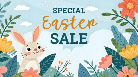 Plantilla de diseño de venta de Pascua caprichosa para promociones festivas