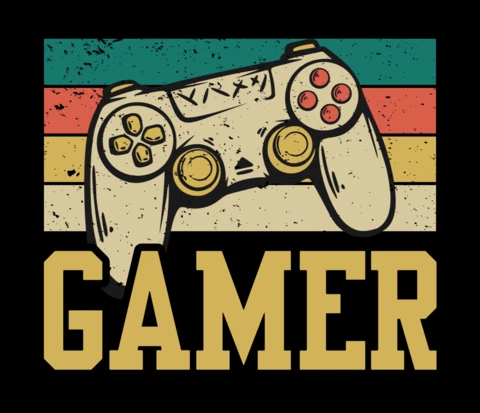 Gamer With Game Pad Vintage T-shirt Design Template