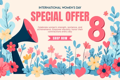 Retro Flat Floral Design Template for International Women's Day Promotions
