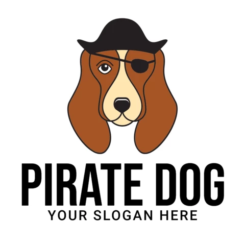 Korsan köpeği logo tasarım şablonu