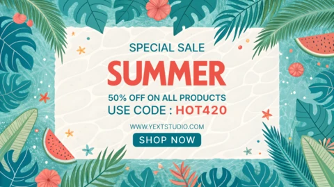 Summer Sale Editable Design Template with Tropical Elements