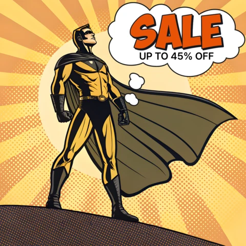 Heroic Comic Style Sale Template for Promotional Flyers
