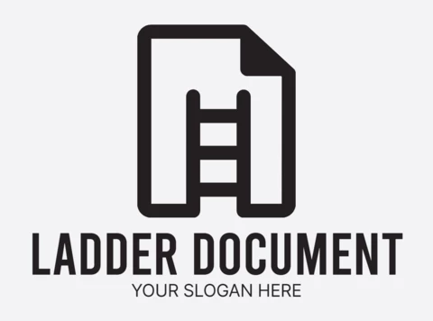 Szablon logo dokumentu drabiny w kolorze czarnym