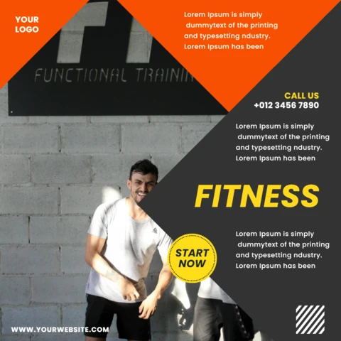 Gym Fitness Center Geometric Instagram Post Design Template