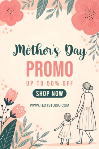 Charming Floral Mother's Day Promo Template Design - Editable Sale Announcement