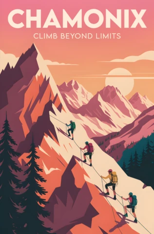 Modèle de conception d'aventure pour affiche d'escalade en montagne avec style rétro