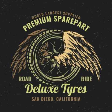 Car Wheel And Wings T-Shirt Design Template