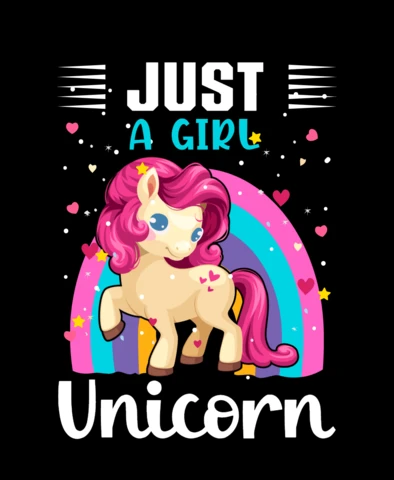 Gewoon een meisje eenhoorn t-shirt ontwerpsjabloon