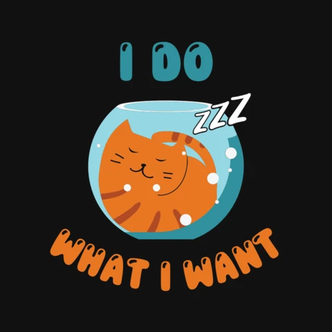 Cute Cat In Aquarium Vintage T-Shirt Design Template