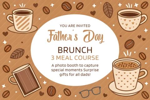 Father's Day Brunch Invitation Template – Cozy Coffee Shop Design