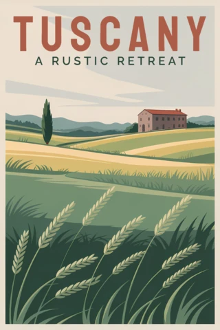 Tuscany Rustic Retreat Design Template for Travel Posters