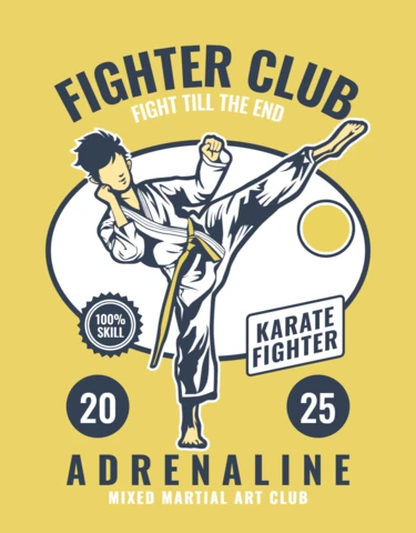 Fighter Club Karate T-shirt Design Template