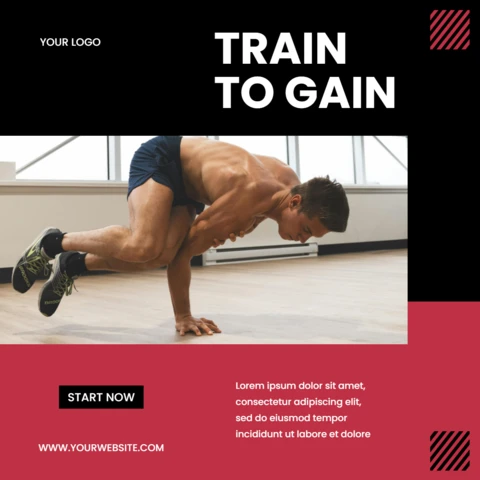 Train to gain gym plantilla de diseño de post de instagram
