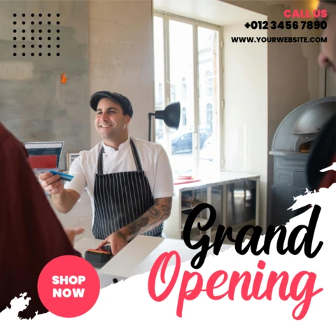 Grand Opening Restaurant Instagram Post Design Template