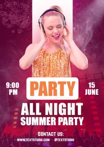 Fog in Red White Background Modern Night Party Poster